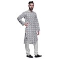 thumbnail image 2 of Atasi Ensemble Kurta Pyjama Long pour Hommes à Col Mandarin Imprimé Tenue Décontractée pour Garçons, 2 of 4