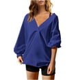 thumbnail image 1 of MeetoTime Oversized Long Sleeve Pullover for Women Fall Trendy V-Neck Loose Solid Color Sweatshirt Tops, 1 of 5
