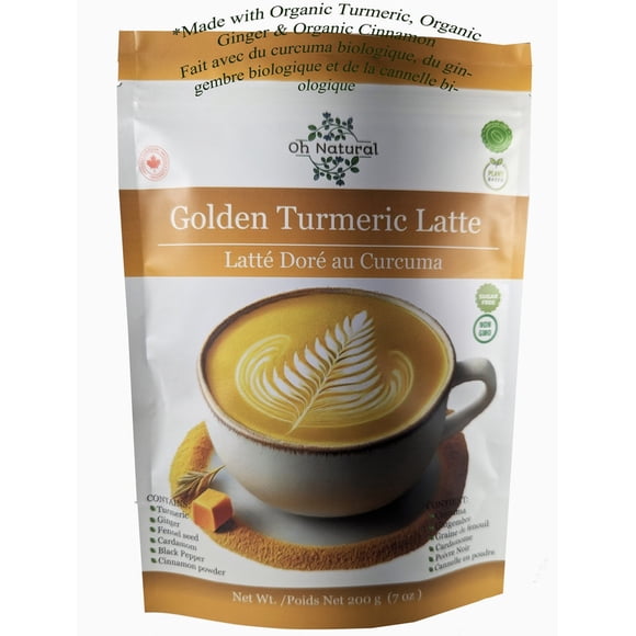 Oh Natural | Golden Turmeric Milk| Turmeric Ginger Latte | Plant based - No Sugar added | 200g | 100 servings