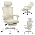 thumbnail image 1 of Ergonomic High-Back Office Chair with Footrest and Headrest, Mesh Desk Chair with Adjustable Lumbar Support, Rolling Swivel Computer Chair for Home Office or Gaming Room(Beige), 1 of 7