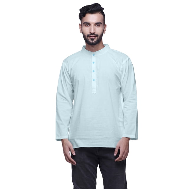 Atasi Long Sleeve Kurta For Men Solid Mandarin Collar Ethnic Shirt