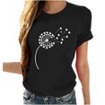thumbnail image 2 of Meichang T-Shirts Graphiques Tendance pour Femmes Nouveauté Drôle Mignon T-Shirts à Imprimé Pissenlit Décontractés Col Rond Manches Courtes T-Shirts Légers Hauts, 2 of 7