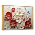 thumbnail image 2 of Designart art Mural Encadré avec Fleurs, art Mural Encadré avec Fleurs, Double Étreinte de Fleurs Cramoisies Rouges et Blanches, Très Grand art Mural Encadré Doré, Cadre Doré 32x24 Pouces, 2 of 5
