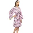 thumbnail image 2 of Bimba Women Light Purple Floral Printed Kimono Robe Bridesmaid Coverup Wrap - 24, 2 of 5