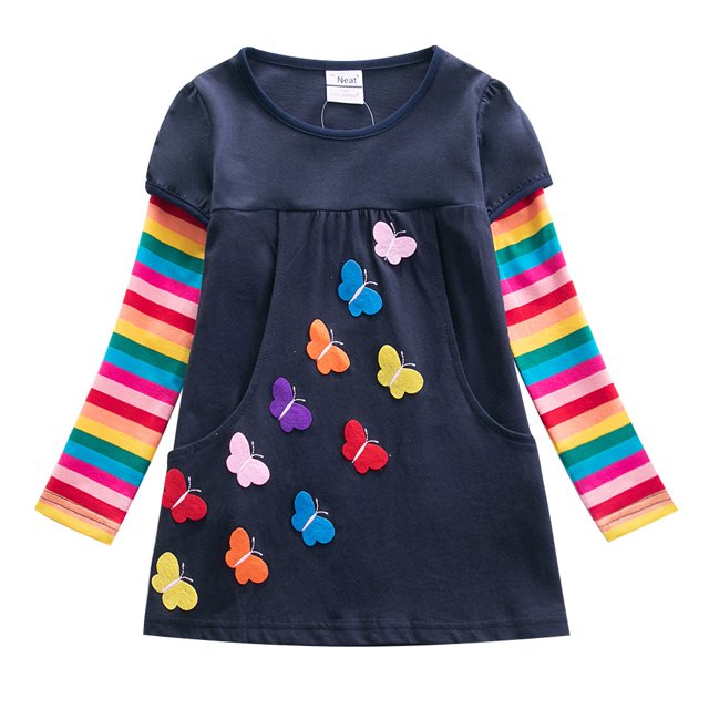 Robes T-Shirt à Manches Courtes à Rayures pour Petites Filles