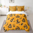 thumbnail image 2 of YST 7Pcs Kids Cartoon Pumpkin Comforter Set, Spooky Bat Witch Hat, Polyester, King Size (7 Count), 2 of 5