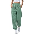 thumbnail image 1 of Yuyuzo Sweatpants Women Cinch Bottom Elastic High Waisted Loose Lounge Joggers Workout Trackpants with Pockets, 1 of 1