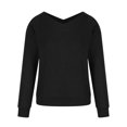 thumbnail image 3 of Fall Sweaters for Women V Neck Long Sleeve Solid Color Ribbed Pullover Sweaters Casual Loose Comfy Shirts Tunic Tops, 3 of 5