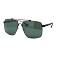 thumbnail image 3 of Mens Classic Airforce Crossbar Rectangle Metal Aviator Sunglasses Black Green, 3 of 4