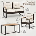 thumbnail image 3 of Costway 4 PCS Patio Conversation Set with Coffee Table Solid Acacia Wood Armrests Tabletop, 3 of 10