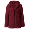 thumbnail image 3 of Womens Fuzzy Fleece Jackets 2023 Clearance Solid Zipper Sharpa Coat Fall Winter Warm Thick Hooded Jacket with Pockets, 3 of 6
