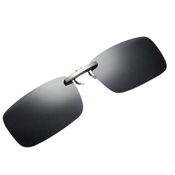 Prettyia Mens Polarized Clip On Up UV400 Driving Rectangle Sunglasses Gray