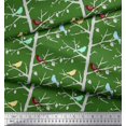 thumbnail image 2 of Soimoi Green Silk Fabric Artistic Bird & Tree Decor Fabric Printed Yard 42 Inch Wide, 2 of 5