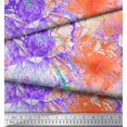 thumbnail image 3 of Soimoi Orange Rayon Crepe Fabric Flower Watercolor Print Sewing Fabric Yard 46 Inch Wide, 3 of 3