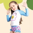 thumbnail image 4 of Kid Girl Rash Guard Swimwear Ruffle Long Sleeve Sun Protection Girls Toddler Bathing Suit 6-7 Years, 4 of 6