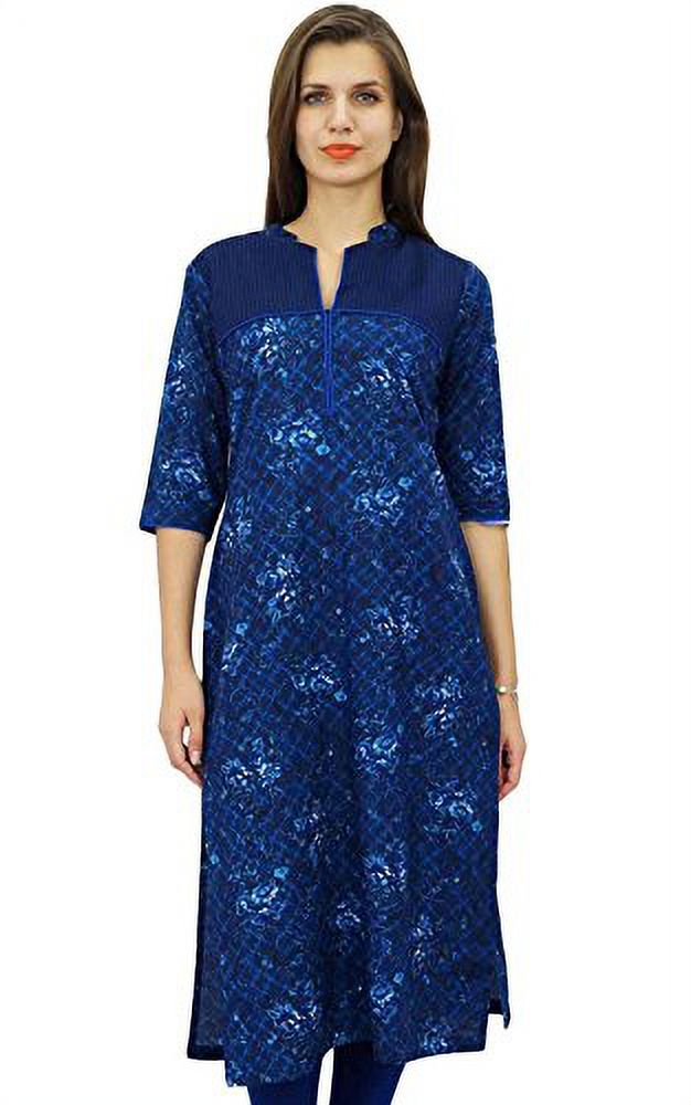 Bimba Tunique Longue en Coton pour Femmes, Kurta, Blouse Imprimée Ethnique Indienne