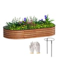 thumbnail image 1 of Outsunny Raised Garden Bed, 6' x 3' x 1' Galvanized Planter Box, Brown, 1 of 10