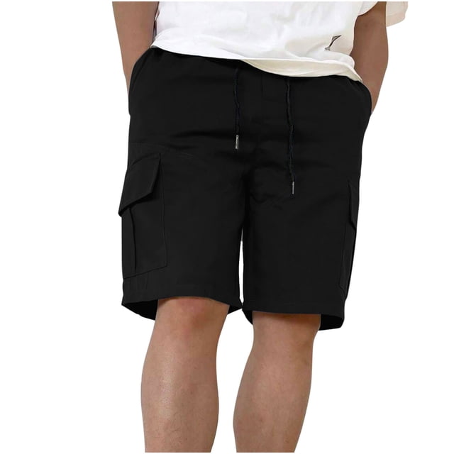 Birdeem Mens Shorts Mens Casual Solid Color Casual Drawstring Pockets Elastic Sports Shorts