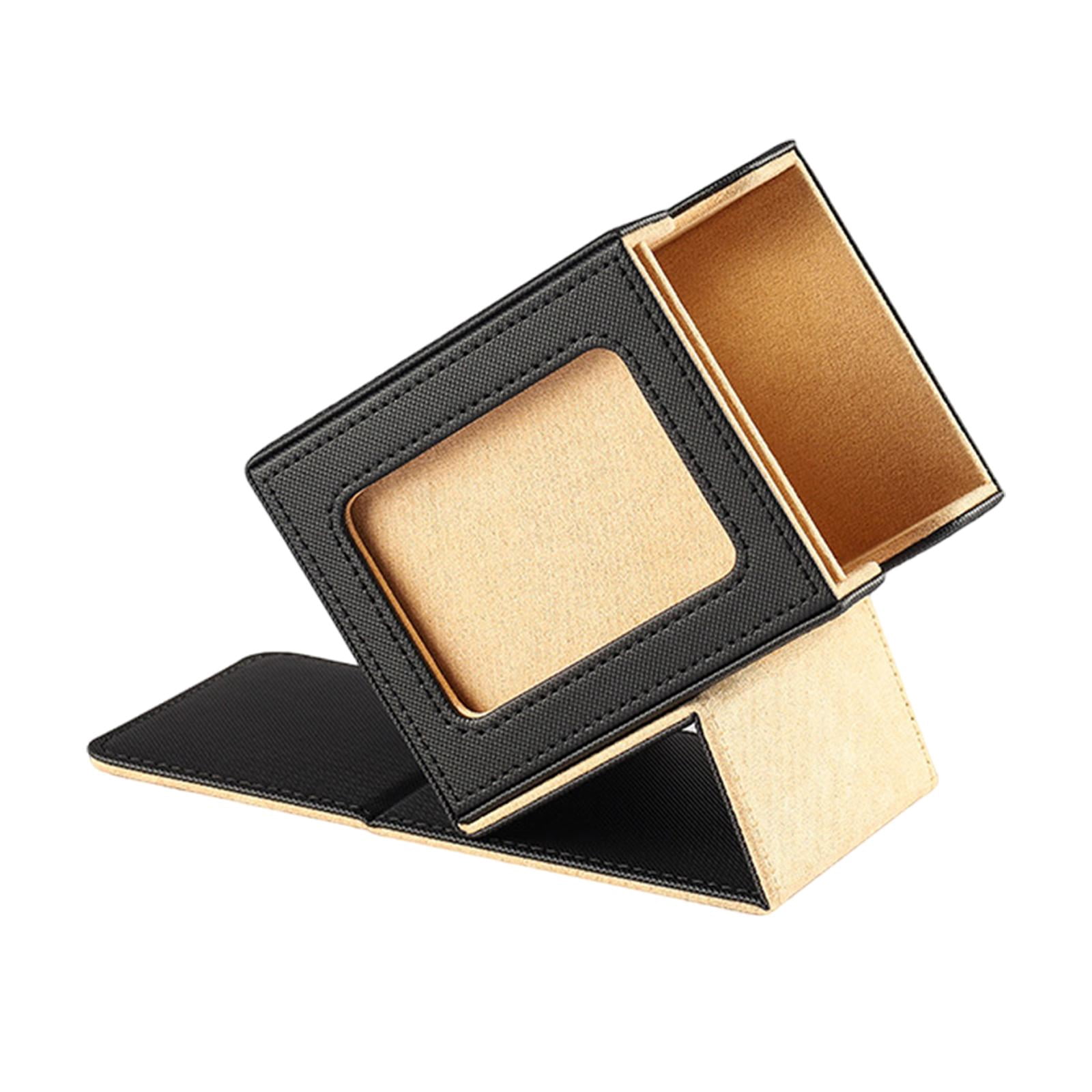MERIGLARE Card Deck Box Holds 100 Cards Album Transparent Window Design Card Organizer Black Khaki