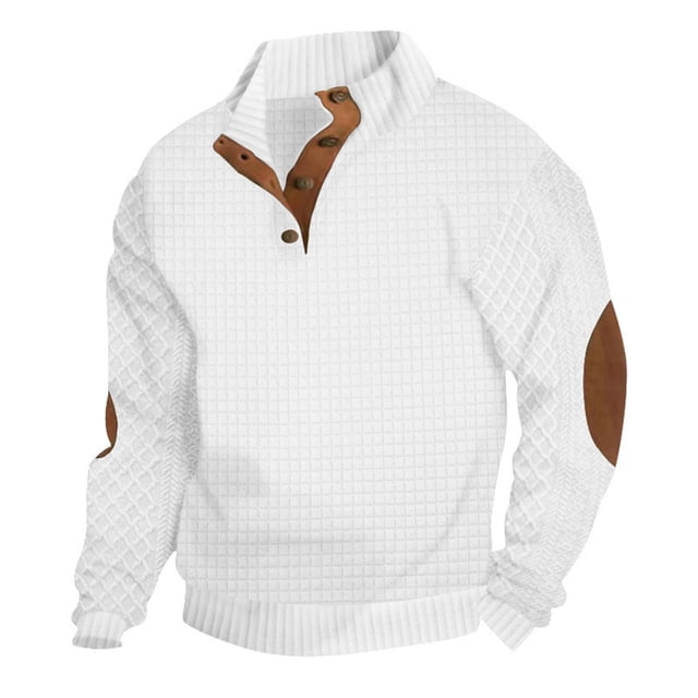 Birdeem Chandail à Col Montant Manches Longues Style Bouton pour Hommes