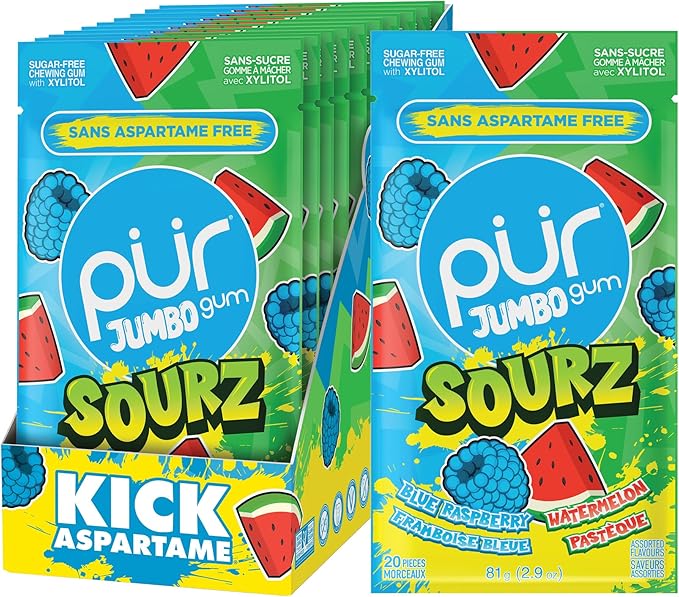 PUR Gum - Jumbo Sourz Framboise & Melon D\'eau
