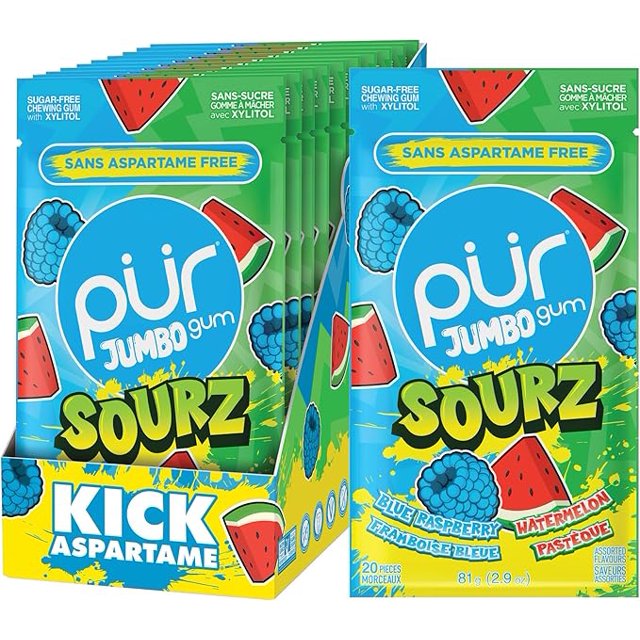PUR Gum - Jumbo Sourz Framboise & Melon D\'eau