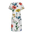 thumbnail image 5 of Ovzne Robes d'Été pour Femmes 2025 Robe pour Femme Robe Unie Ample Décontractée à la Mode Imprimée à Manches Courtes Col en V Mi-Mollet Robe à Manches Courtes Col en V Robe d'Été Courte Sl, 5 of 5