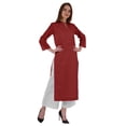 thumbnail image 2 of Bimba Kurta en Coton Col Mandarin avec Plis pour Femmes Ethnique Indienne Droite Unie, 2 of 7