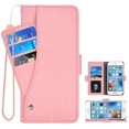 thumbnail image 1 of Wallet Case for iPhone 6 Plus 6s Plus, Blocking Card Slot Stand Shockproof TPU Interior Case PU Leather Magnetic Protect Flip Cover Compatible with iPhone 6 Plus 6s Plus, Pink, 1 of 5