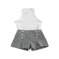 thumbnail image 1 of Débardeur Sans Manches à Col Roulé en Tricot pour Bébé Fille Short en Cuir PU, 1 of 6