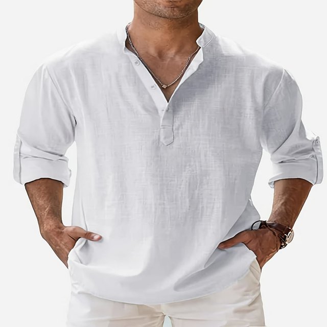 Chemise de Plage à Manches Courtes en Lin Décontracté pour Hommes