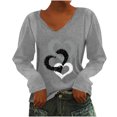 thumbnail image 1 of CEHVOM T-Shirt à Manches Longues à Col en V Imprimé Décontracté pour Femmes, Chandail, Hauts, Liquidation, 1 of 4
