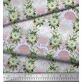 thumbnail image 3 of Soimoi Cotton Voile Fabric Leaves & Magnolia Floral Decor Fabric Printed Yard 56 Inch Wide, 3 of 5