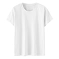 thumbnail image 4 of WTXUE T-Shirts à Manches Courtes, Chandails à Col Rond pour Femmes Chemises en Coton Chemises Amples T-Shirts Hauts Amples Unis / Décontractés pour Femmes White M, 4 of 8