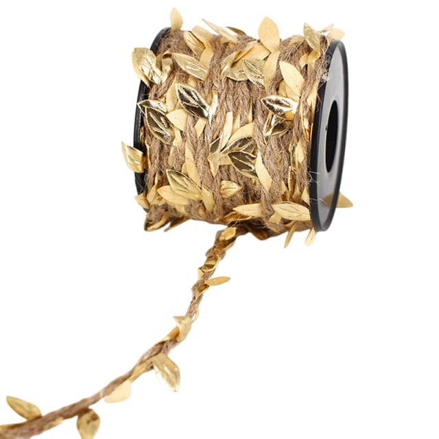 QualitChoice Simulation Leaves Hemp Simulated Jute Twines meter Long, Versatile - for Weddings, Gift Wrapping,and Environments gold