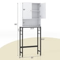 thumbnail image 4 of Over The Toilet Storage Cabinet Bathroom Toilet Organizer with Double-Door Cabinet & Open Compartment Adjustable Shelf & Bottom Bar Space-saving Over Toilet Rack for Laundry Room White, 4 of 9