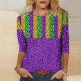 thumbnail image 2 of Penkiiy 2024 Blouse Mardi Gras Tops pour Femmes T-Shirt Quotidien Manches 3/4 Blouse Imprimé Masque Haut Carnaval Col Rond Chemise Décontractée TG Multicolore, 2 of 5