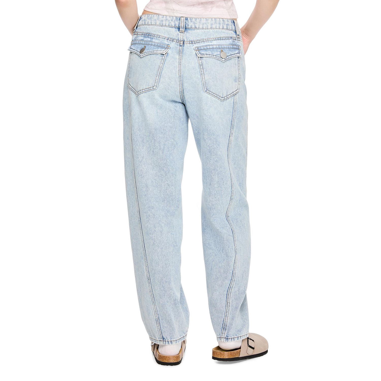 Jean coupe baril à coutures apparentes No Boundaries pour femmes