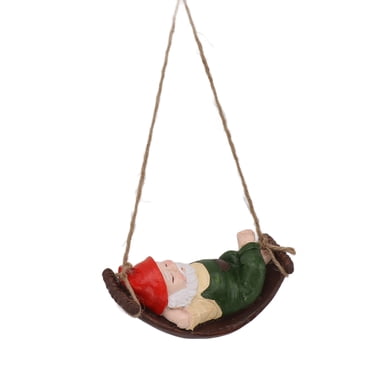 Dwarf Swing Sculpture Ornaments Funny Gnome Statue Decoration Patio Seating Outdoor Garden Gnome for Backyard Porch Swings