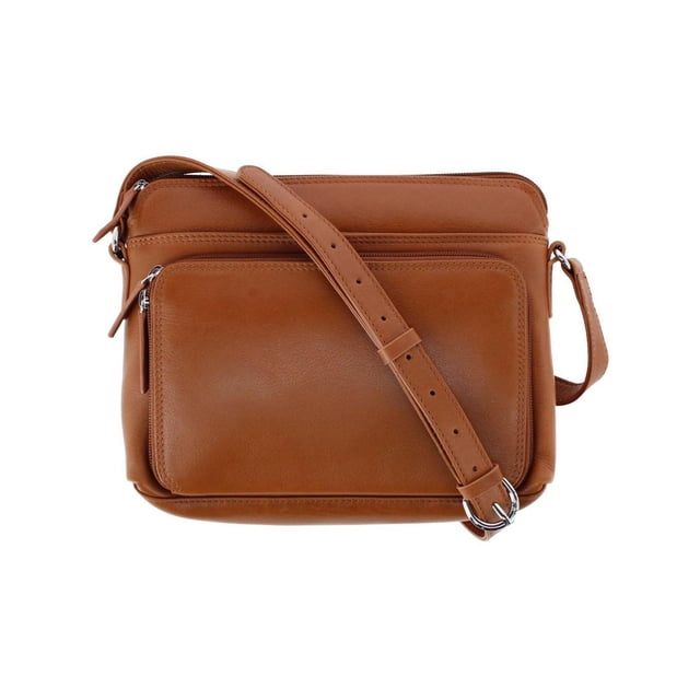 CTM® Leather Shoulder Bag Purse with Side Organizer (Women's)