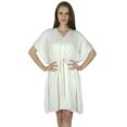 thumbnail image 1 of Bimba Women Short White Rayon Kaftan Slight Sheer Coverup Caftan, 1 of 6