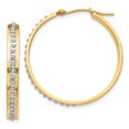 thumbnail image 1 of 14K Yellow Gold Diamond Fascination Round Hinged Hoop Earrings, 1 of 2