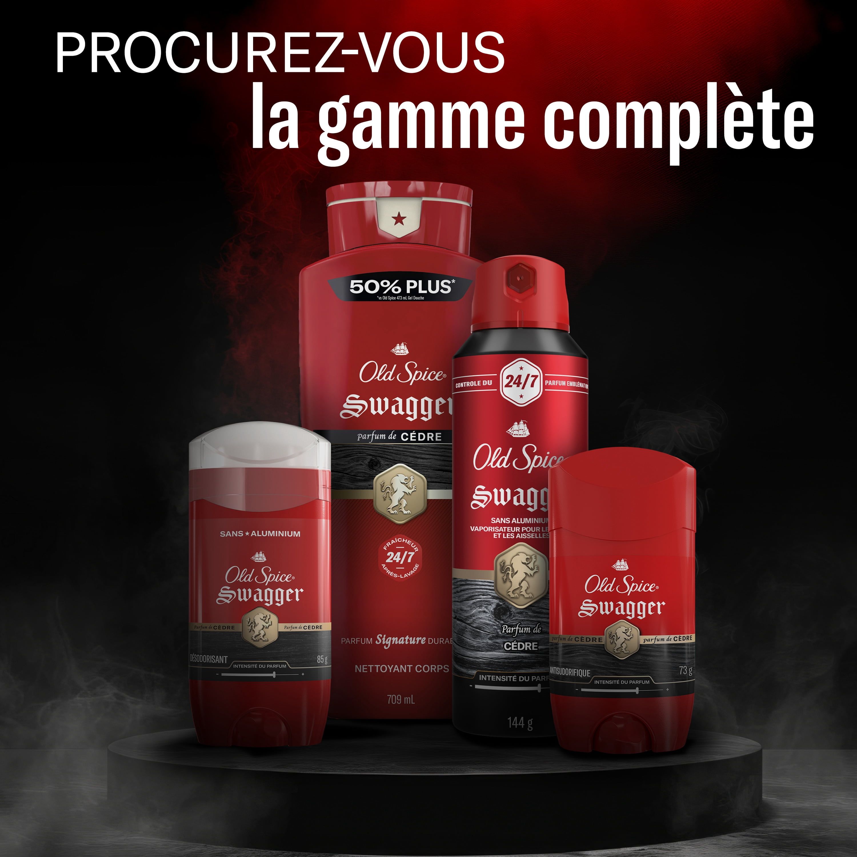 Antisudorifique et désodorisant pour hommes Old Spice Collection Rouge, parfum Swagger, protection durable, 73 g