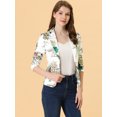 thumbnail image 2 of INSPIRE CHIC Blazer Ajusté pour Femme à Revers Cranté Imprimé, Ouvert à l'Avant, Veste de Tailleur de Travail S Blanc-Fleur, 2 of 5