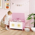 thumbnail image 2 of Qaba Kids Storage Chest with Lid, Safety Hinges and Groove Handles, Pink, 2 of 10