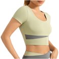 thumbnail image 1 of Timegard Hauts de Yoga pour Femmes Col Rond Manches Courtes Ajusté Confortable Court Extensible Entraînement Gym Tee Chandails, 1 of 4