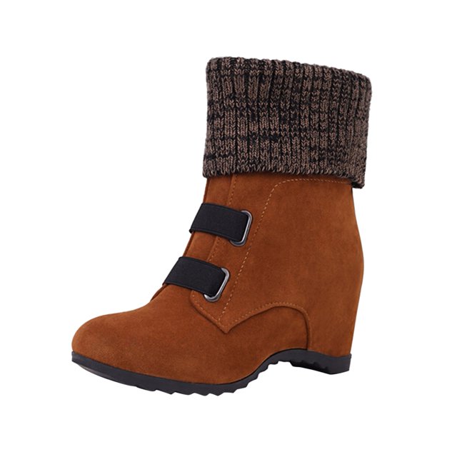 B91xZ Bottes à la Cheville pour Femmes avec Talon, Bottes de Neige à Enfiler Imperméables, Brun 9