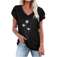 thumbnail image 1 of Besolor Femmes Été Tops Tendance Pétale Manches Courtes Imprimés Chemises Casual Col Rond Sortir Chemisier Tee-Shirt, 1 of 4