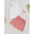 thumbnail image 4 of Faithtur 2PCS Toddler Girls Spring Outfits, Halter Sleeveless Tank Tops + Button Corduroy Skirt Set, 4 of 9