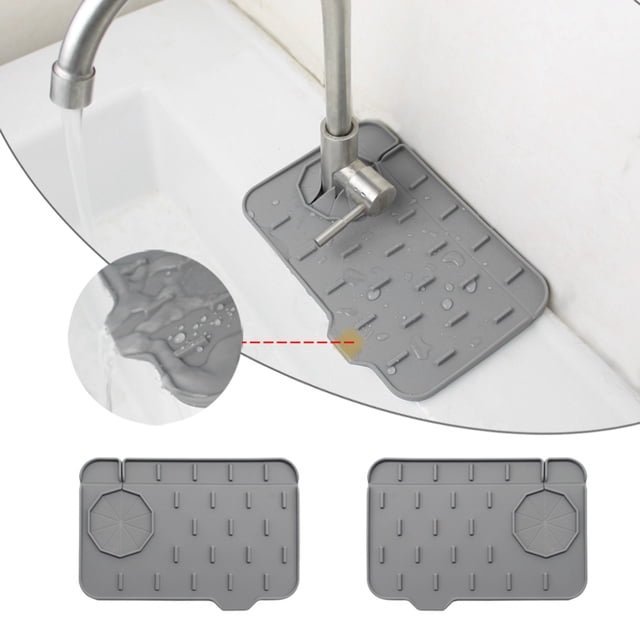 Drain Rack Kitchen Accessory for Draining and Water Retention Pad | Silicone Cushion for Double Faucet Use in Kitchen and Bathroom